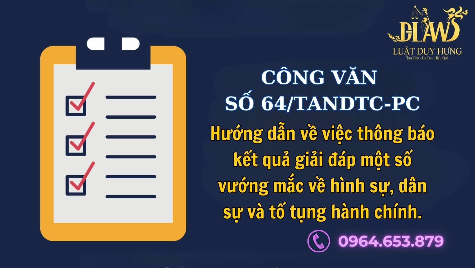 CÔNG VĂN SỐ 64/TANDTC-PC