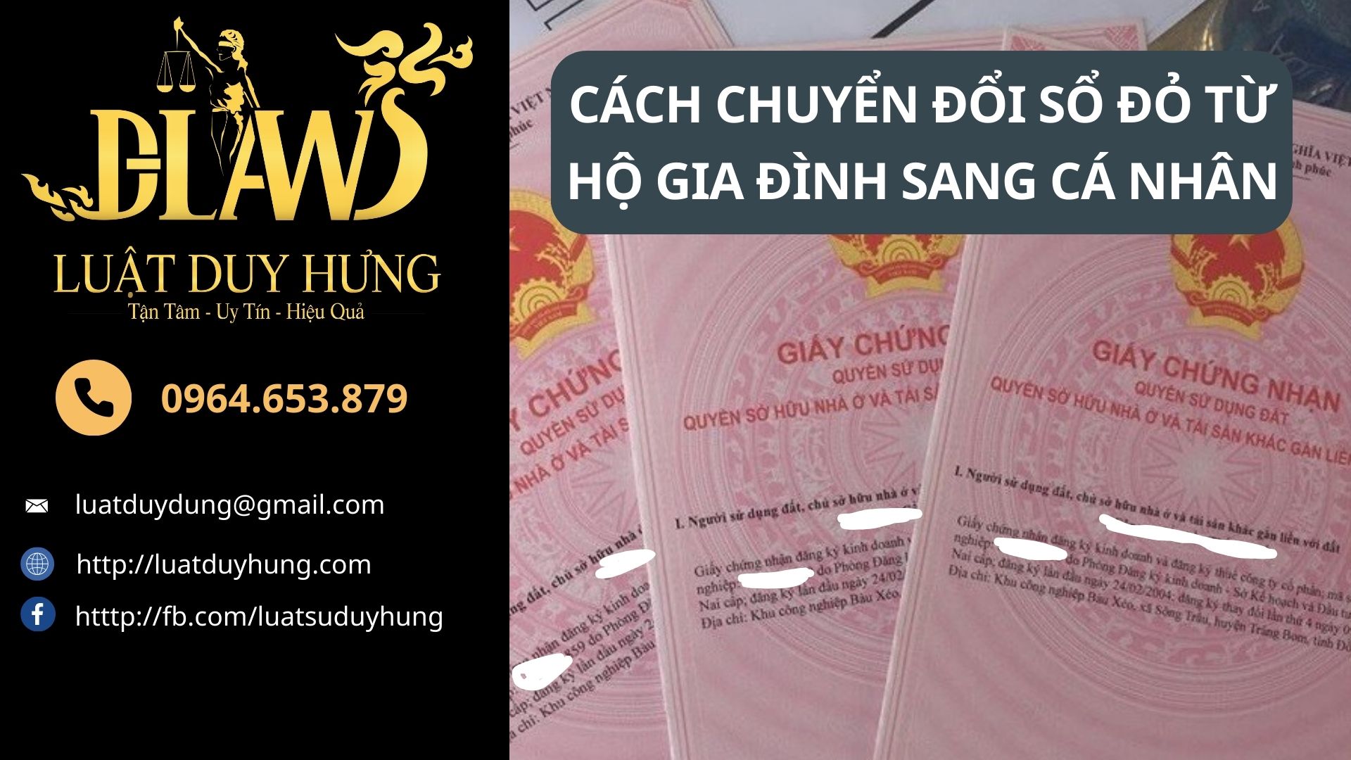 CÁCH CHUYỂN ĐỔI SỔ ĐỎ TỪ HỘ GIA ĐÌNH SANG CÁ NHÂN